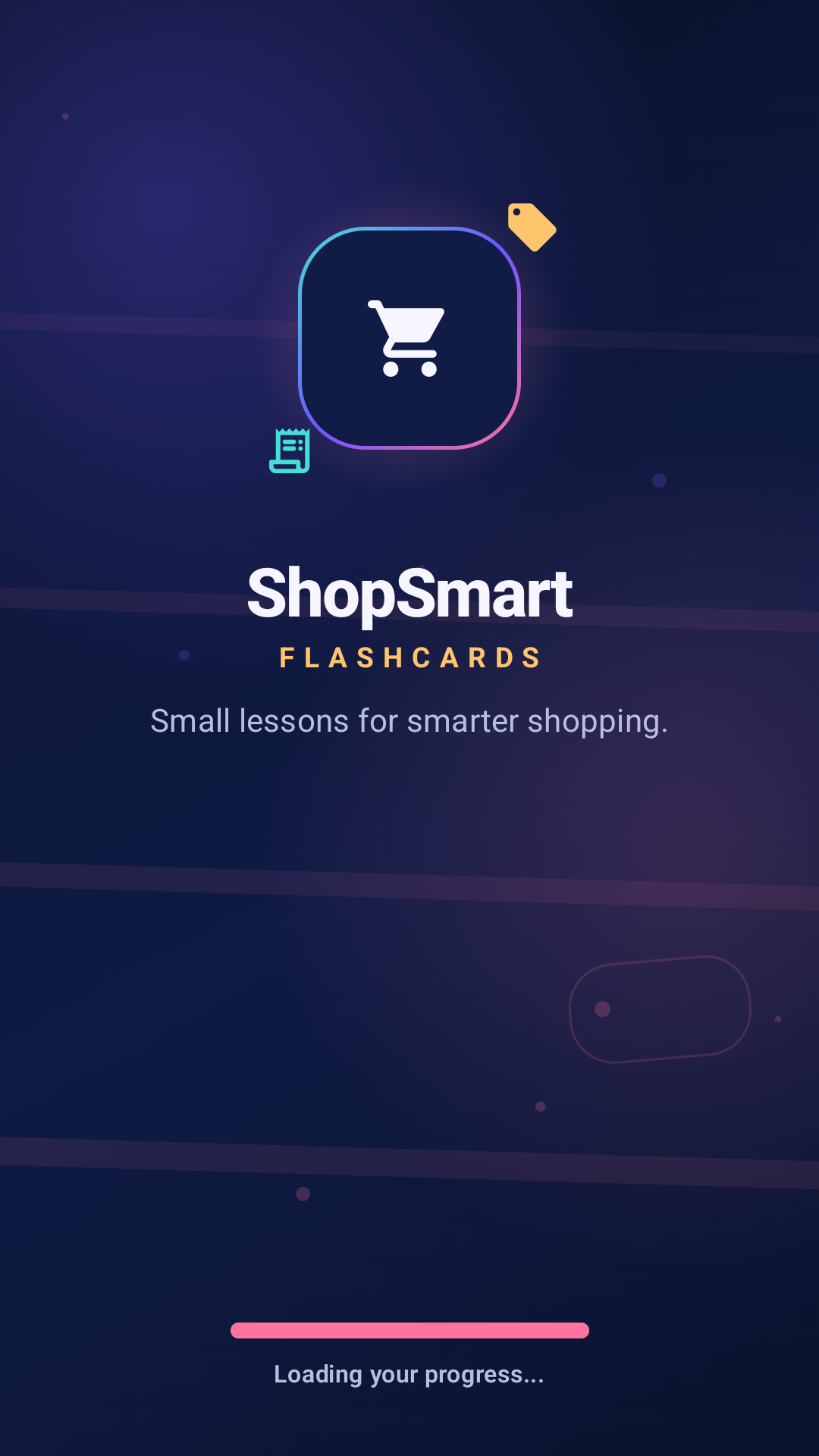 ShopSmart Flashcards welcome screen